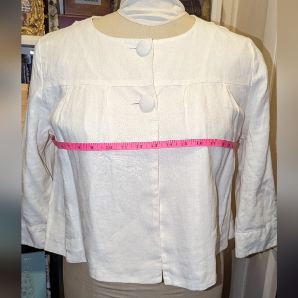 Spiegel Short Jacket size 16 lightweight linen cotton lined off-white - Picture 7 of 8